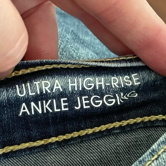 Levis Denizen Ultra High Rise Ankle Jeggings med wash blue jeans sz 5 distressed - Picture 13 of 15